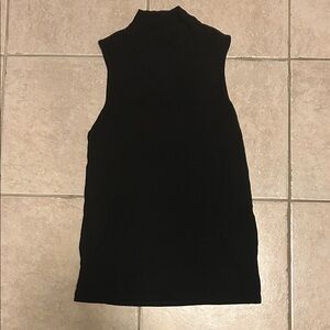 Sleeveless Black Turtleneck Top